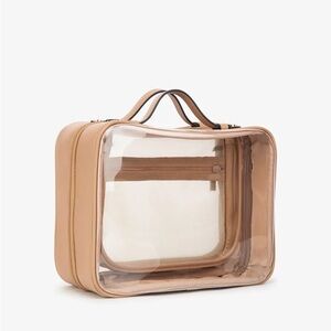 NWOT-Calpak Clear Cosmetics Case-Caramel